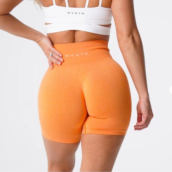 NVGTN Pro Seamless Shorts Orange Small NWT in packaging - Picture 3 of 5